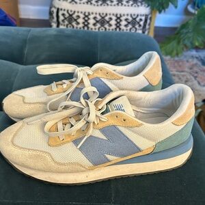 New Balance Beige and Blue Sneakers